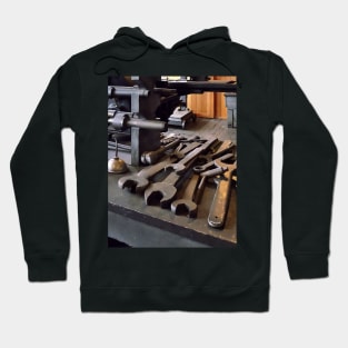 Wrenches and Oil Can in Machine Shop Hoodie